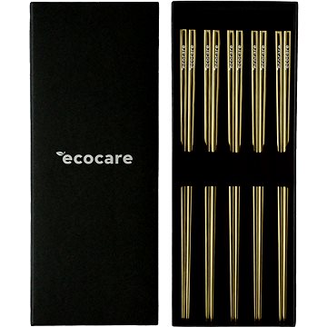 ECOCARE Kovové Sushi Hůlky Box Gold 10 ks