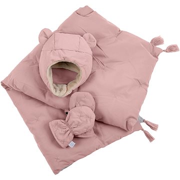 7AM Enfant komplet AIRY PINK ( 0-6m ) - čepice, rukavice, deka