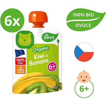 DEVA bio kiwi, banán 6×90 g