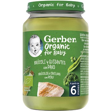 GERBER ORGANIC dětský příkrm brokolice s hráškem a krutím masem 190 g
