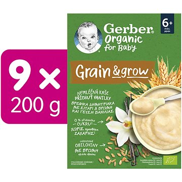 GERBER Organic nemléčná kaše s příchutí vanilky 9× 200 g
