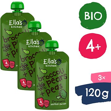 Ella's Kitchen BIO Hruška, hrášek a brokolice (3× 120 g)