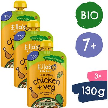 Ella's Kitchen BIO Kuřátko s kukuřičnou kaší (3× 130 g)
