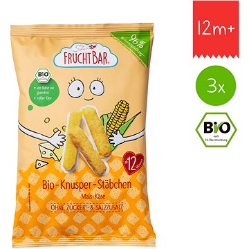 FruchtBar BIO kukuřičné křupky se sýrem nesolené 3× 30 g