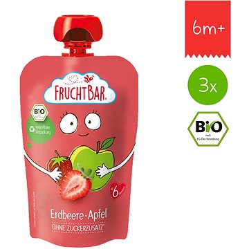 FruchtBar BIO ovocná kapsička s jablkem a jahodou 3× 100 g