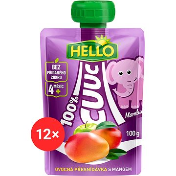 HELLO CUUC 100% ovocná kapsička s mangem 12× 100 g