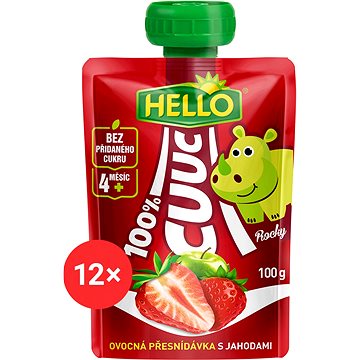 HELLO CUUC 100% ovocná kapsička s jahodami 12× 100 g