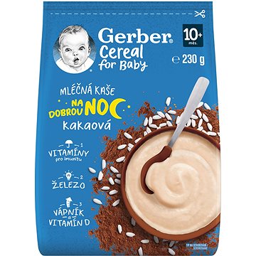 GERBER Cereal mléčná kaše Dobrou noc kakaová 230 g