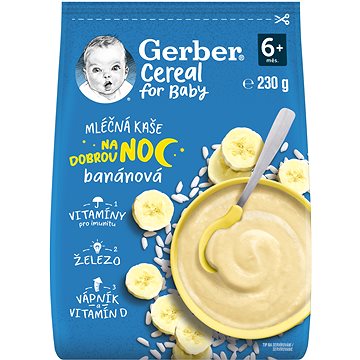 GERBER Cereal mléčná kaše Dobrou noc banánová 230 g