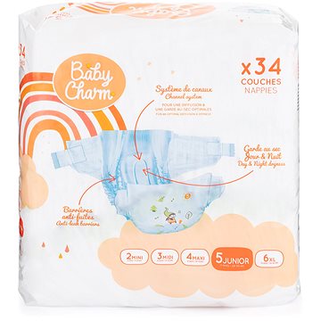 BABY CHARM Super Dry Flex vel. 5 Junior, 11-16 kg (34 ks)