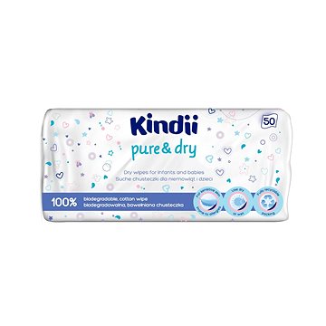 KINDII Pure&Dry suché ubrousky pro miminka a děti 50 ks