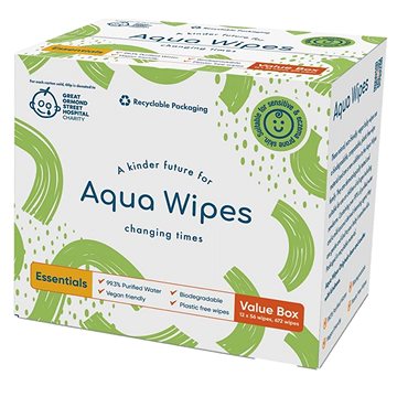 Aqua Wipes 100% rozložitelné ubrousky 99% vody, 12× 56 ks