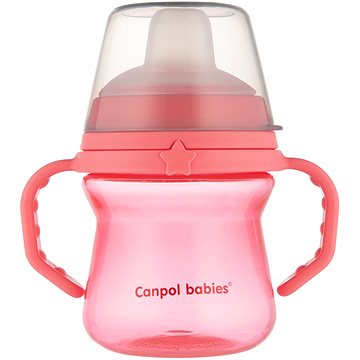 Canpol babies hrneček se silikonovým pítkem FirstCup 150 ml, růžový
