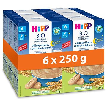 HiPP BIO mléčná kaše na dobrou noc s dětskými keksy 6× 250 g