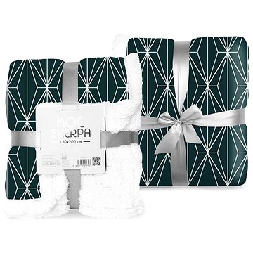 FARO mikroplyšová deka beránek Sherpa Tmavě Zelená 150×200 cm