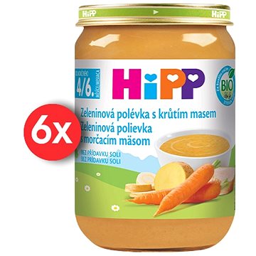 HiPP BIO Zeleninová polévka s krůtím masem - 6× 190 g