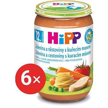 HiPP BIO Zelenina a těstoviny s kuřecím masem - 6× 220 g
