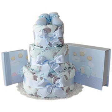 BEBEDEPARIS Třípatrový plenkový dort Šťastné vzpomínky - modrý