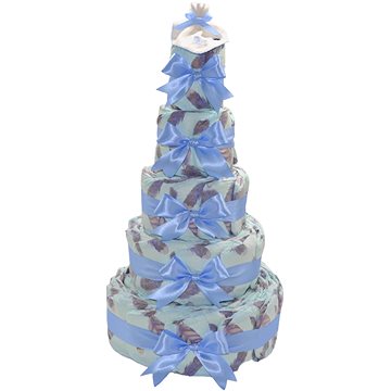 Pětipatrový plenkový dort Max - modrý