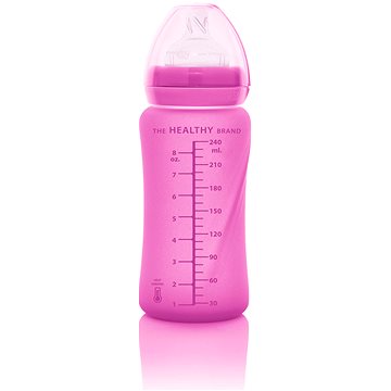 Everyday Baby láhev sklo s teplotním senzorem 240 ml Pink