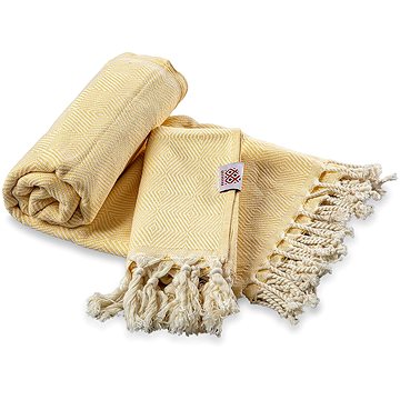 Balkanova bavlněná osuška a ručník Portokala VIII - citrínově žlutý set, 100 × 180 cm