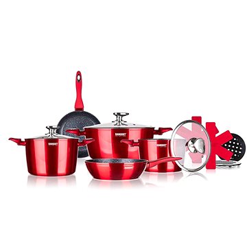 E-shop BANQUET METALLIC RED Kochgeschirr-Set mit Antihaftbeschichtung - 12-teilig