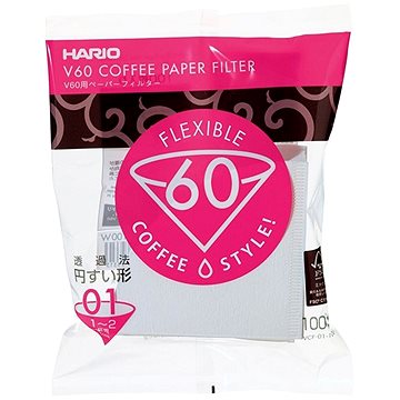 Hario papírové filtry V60-01 (VCF-01-100W), bílé, 100ks