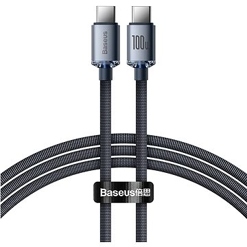 Baseus Crystal Shine Series nabíjecí / datový kabel USB-C / USB-C 100W 2m, černá