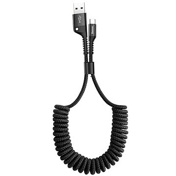 Baseus Fish Eye pružinový nabíjecí / datový kabel USB na USB-C 2A 1m, černá