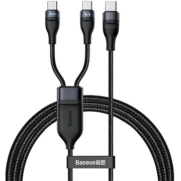 E-shop Baseus Flash Series Fast Charging Data Cable Type-C to Dual USB-C 100W 1,5 m Schwarz