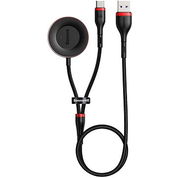 E-shop Baseus Datenkabel Cafule-Series USB zu USB-C + Watch Charging Dock für Huawei 1,5 m Rot + Schwarz