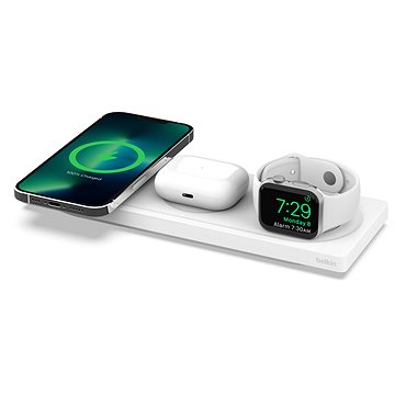 E-shop Belkin BOOST CHARGE PRO MagSafe 3in1 Drahtlos-Ladepad für iPhone/Apple Watch/AirPods, Weiß