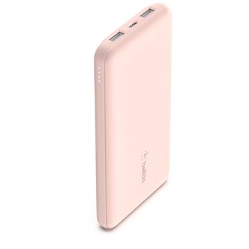 E-shop Belkin BOOST CHARGE 10000 mAh Power Bank with USB-C 15W - Dual USB-A - 15cm USB-A to C Cable - Pink