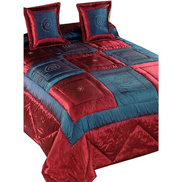Spandex Luxusní saténový přehoz na postel 220 cm × 240 cm Gita bordó/modrá