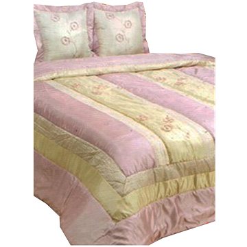 Spandex Luxusní saténový přehoz na postel 220 cm × 240 cm Anabel růžová/krém