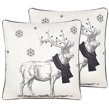 BELIANI, Sada 2 dekorativních polštářů s vánočním motivem 45 x 45 cm černobílá SVEN, 298418