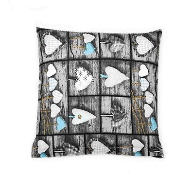 Bellatex Krepový - 40 × 40 cm - srdce patchwork - šedá, tyrkysová