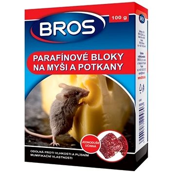 BROS Rodenticid - parafínové bloky na myši a potkany, 100 g