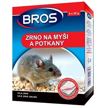 BROS Rodenticid - zrno na myši a potkany, 6 x 20 g