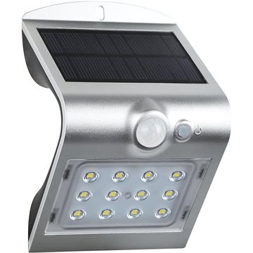 LED solární svítidlo se senzorem pohybu 2W/4000K/220Lm/IP65/Li-on 3,7V/1200mAh, stříbrné