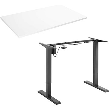 AlzaErgo Table ET2.1 černý + deska TTE-01 140x80cm bílý laminát