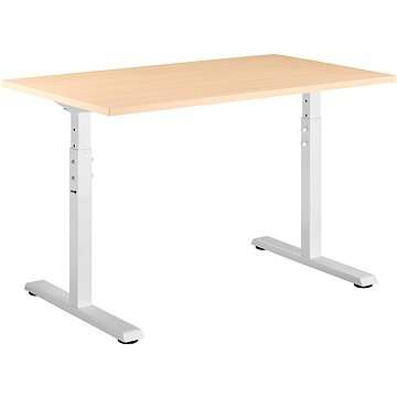AlzaErgo Fixed Table FT1 bílý + Stolová deska TTE-12 120x80 cm lamino bříza