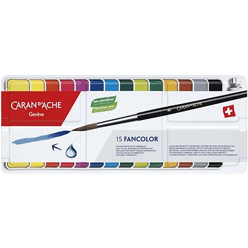 CARAN D'ACHE Kvašové barvy Fancolor pánvičky 15 barev