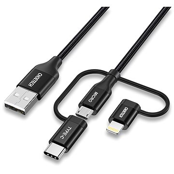 E-shop Choetech 1,2 m MFI 3-in-1 USB-A auf Typ-C + Micro + Lightning Nylon Kabel