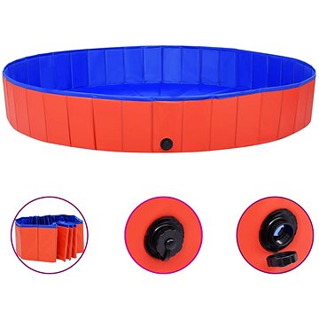 Shumee - Skladací bazén pre psy červený PVC 200 × 30 cm