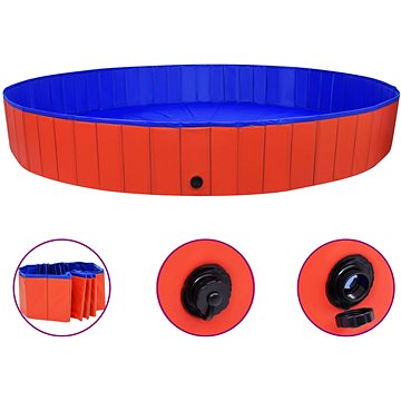 Shumee - Skladací bazén pre psy červený PVC 300 × 40 cm