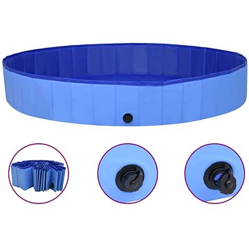 Shumee - Skladací bazén pre psy modrý PVC 200 × 30 cm