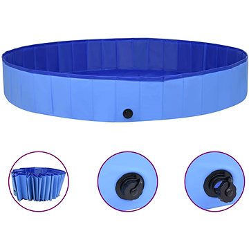 Shumee Skladací bazén pre psov modrý PVC 300 × 40 cm