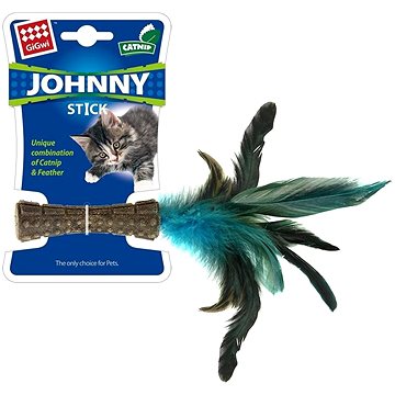 GiGwi Johnny Stick kocúrnik obyčajný s modrými pierkami