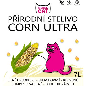 Rebel Cat prírodné stelivo hrudkujúce Corn Ultra 7 l